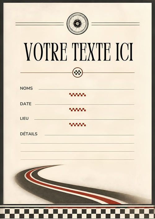 Faire-part de mariage Rock Motard personnalisable Canva – Recto verso imprimable