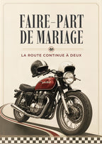Faire-part de mariage Rock Motard personnalisable Canva – Recto verso imprimable