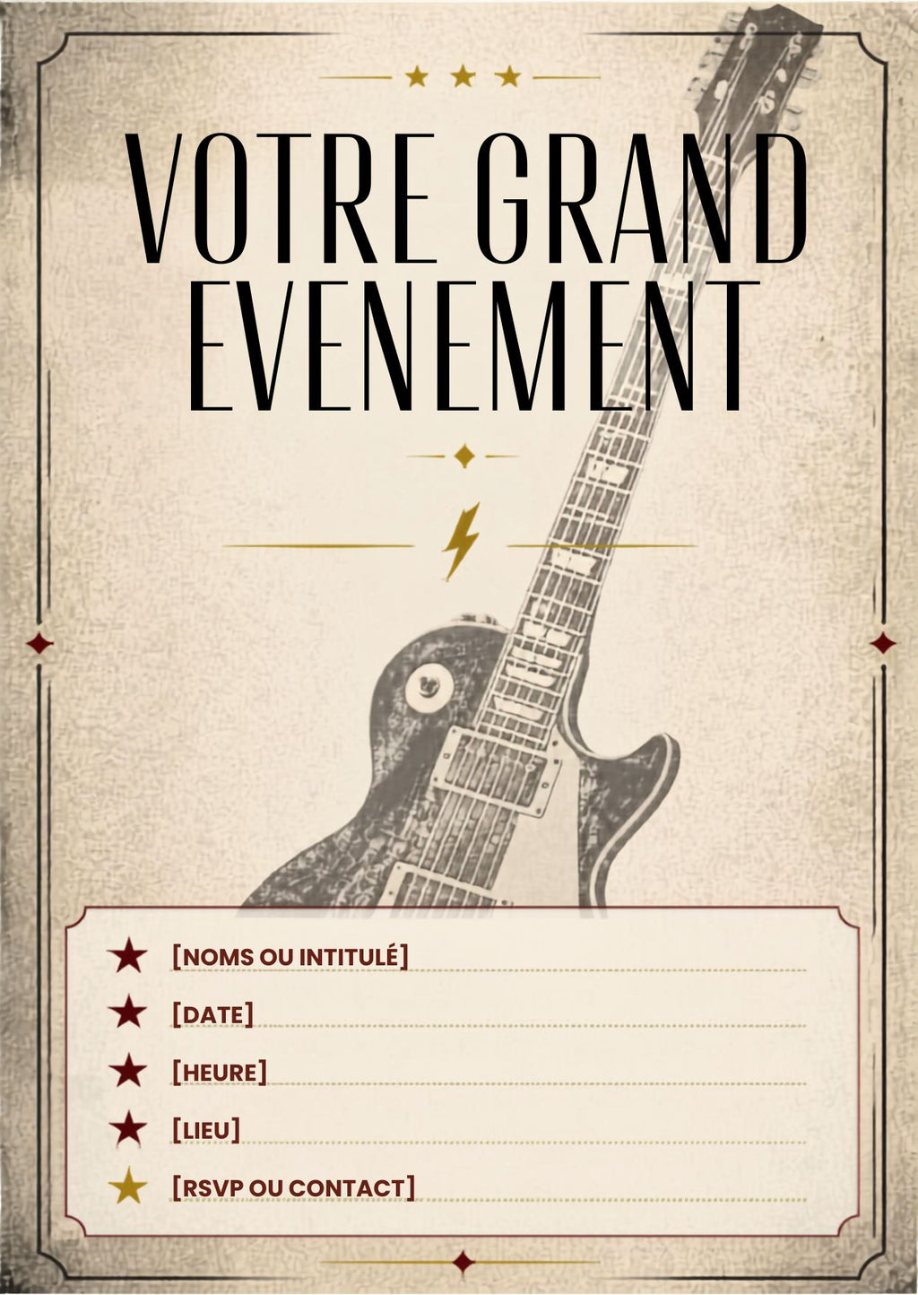 Faire-part Rock Chic personnalisable Recto Verso