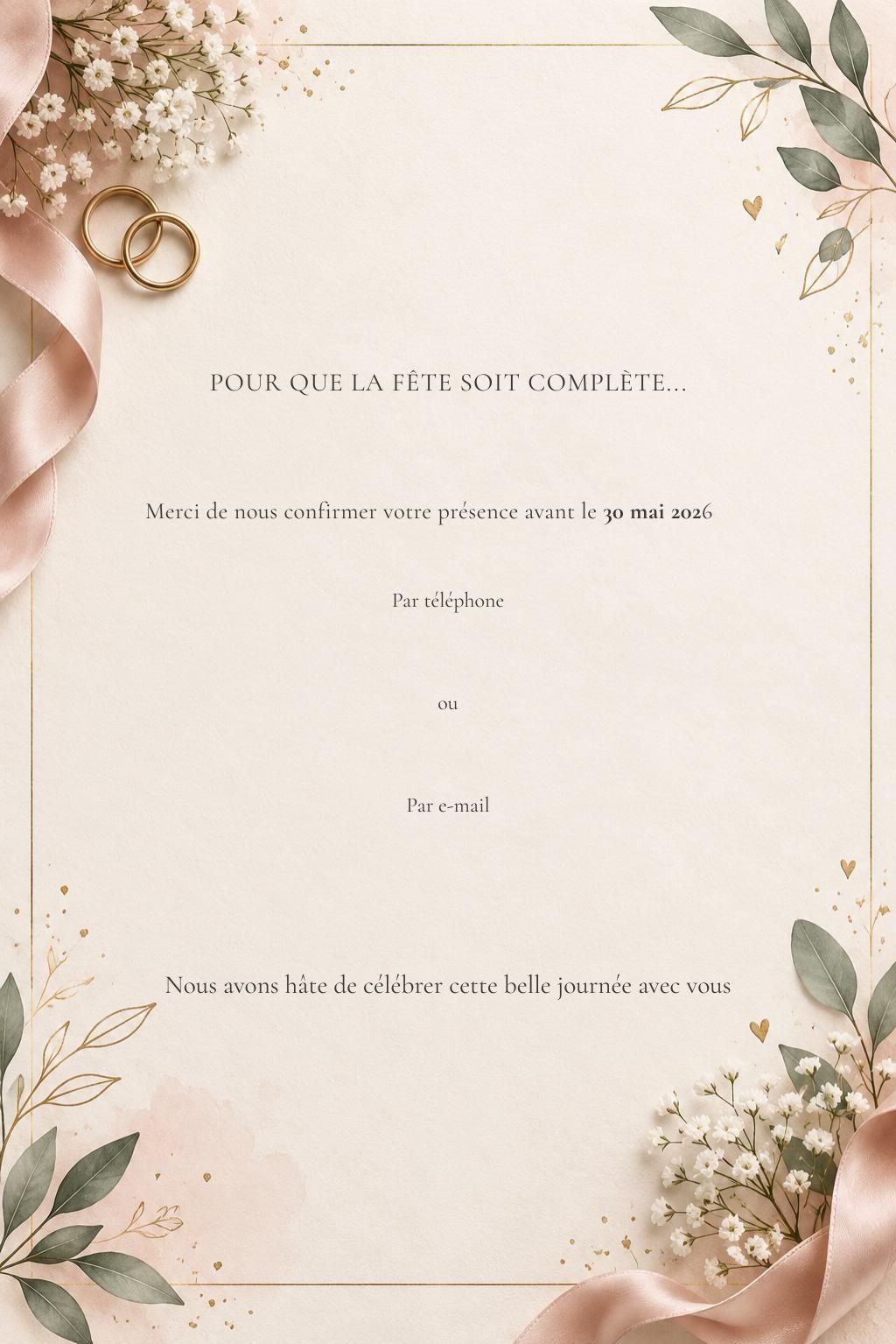 Faire-part Chic Minimaliste – Modèle Canva personnalisable