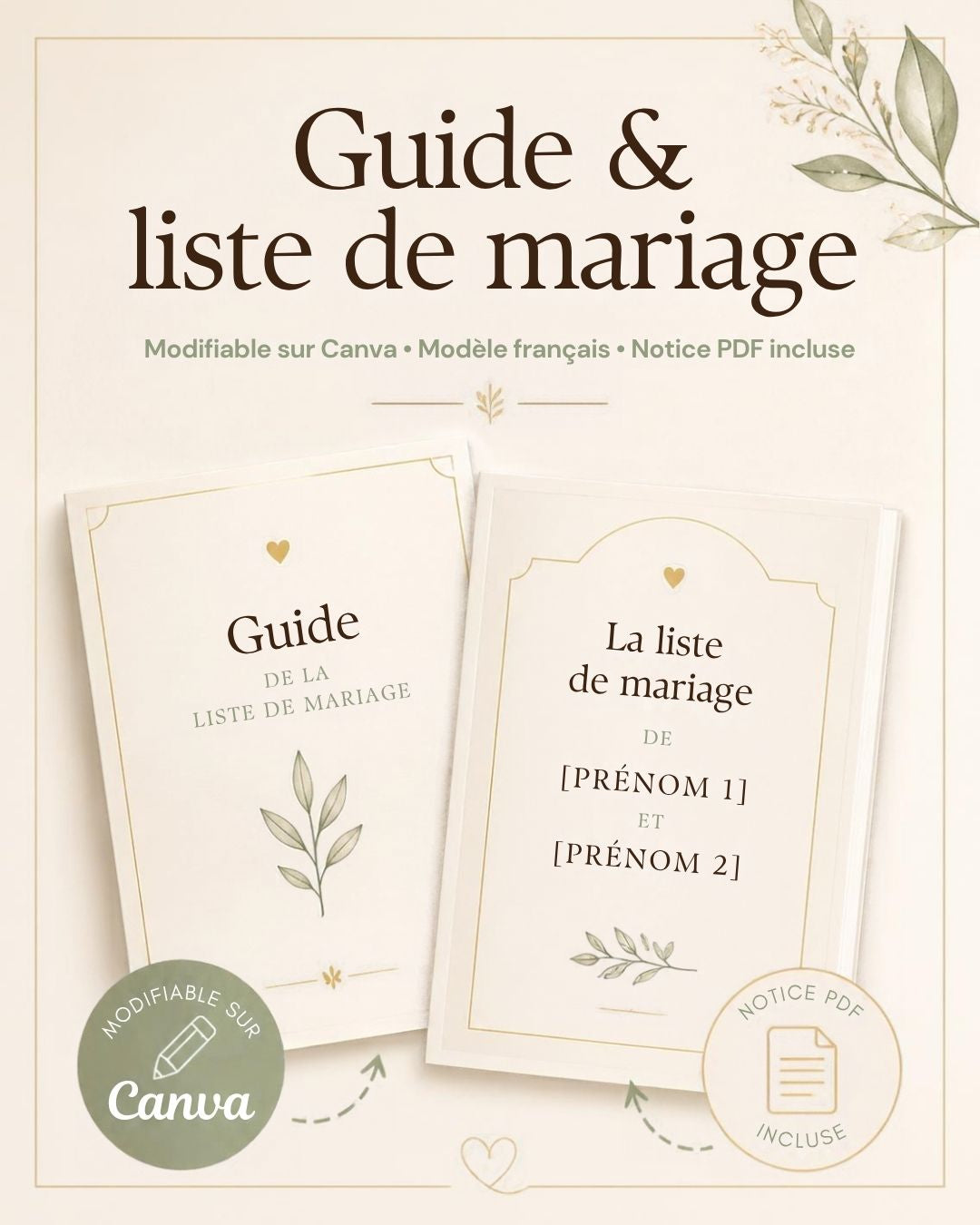 Guide & Liste de Mariage à Partager – Modèle Canva Personnalisable