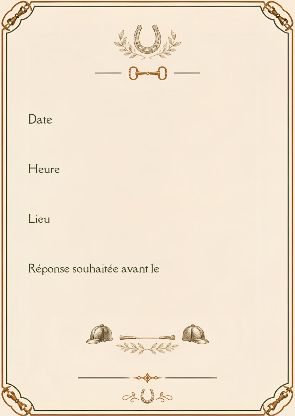 Faire-part de mariage équestre personnalisable sur Canva – Recto verso à télécharger