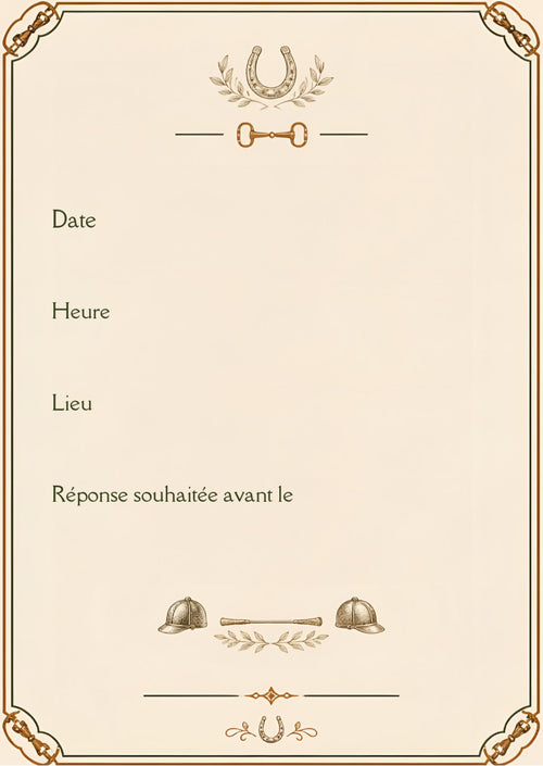 Faire-part de mariage équestre personnalisable sur Canva – Recto verso à télécharger